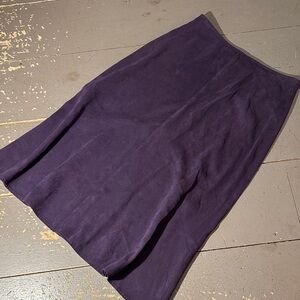 Eggplant Purple Faux Suede A Line Midi Boot Skirt